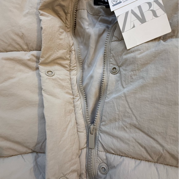 Zara Women's Light Beige Puffer Jacket with hood NWT - Picture 12 of 16